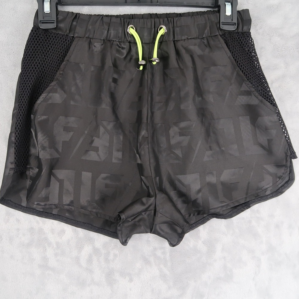 LF The Brand Shorts Womens S Black Logo Mesh Athletic Drawstring Gymwear